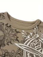 Vintage Chic Gothic Cross Print Long sleeve V E X C L U B H O U S E