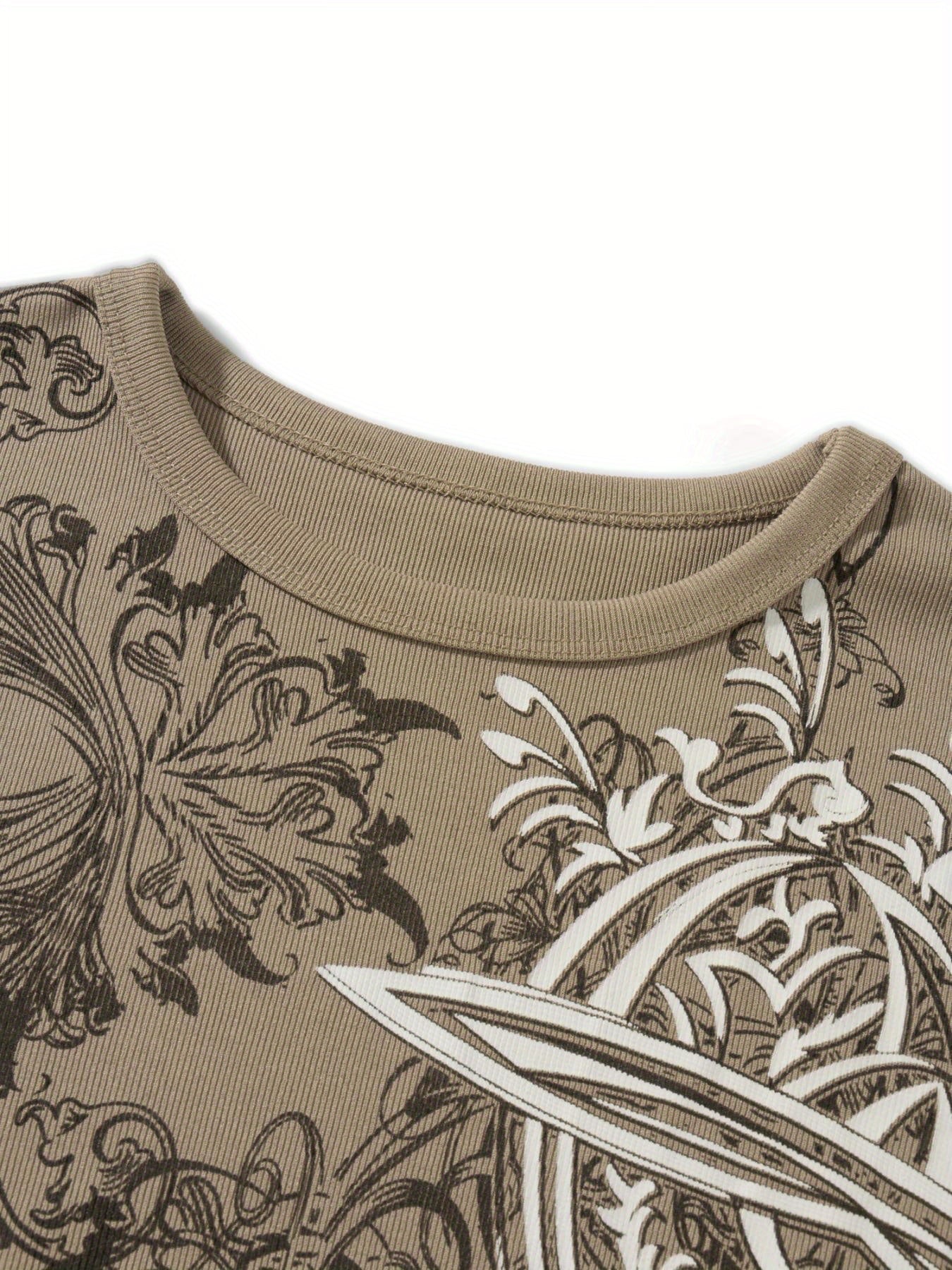 Vintage Chic Gothic Cross Print Long sleeve V E X C L U B H O U S E