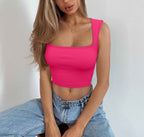 Seamless Square Collar Sleeveless Midriff-baring Fashion Camisole Yoga Stretch Top - VEX CLUB HOUSE