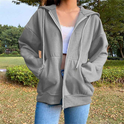 Fashion Women's Loose Street Zip Top - VEX CLUB HOUSE