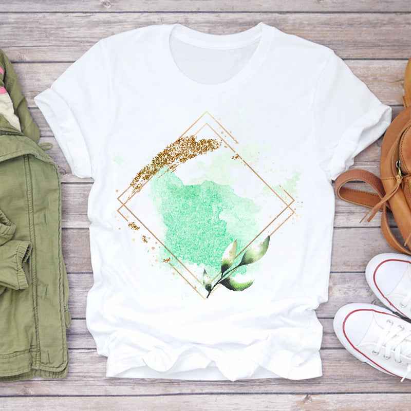 Watercolor Love Fashion Print Short-sleeved T-shirt Women's Trend - VEX CLUB HOUSE