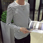 Black White Striped T-shirt Unisex Loose Oversize Extra Long Sleeve - VEX CLUB HOUSE