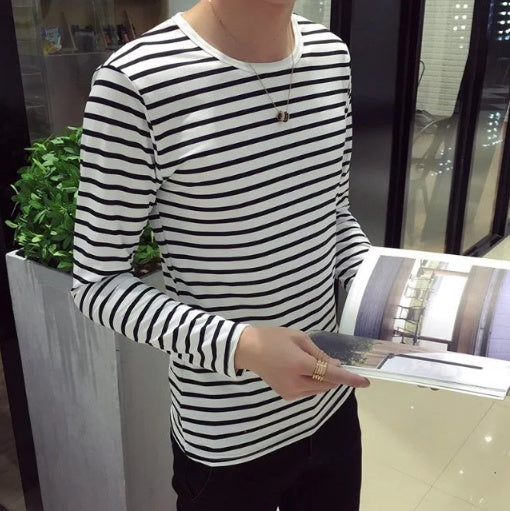 Black White Striped T-shirt Unisex Loose Oversize Extra Long Sleeve - VEX CLUB HOUSE