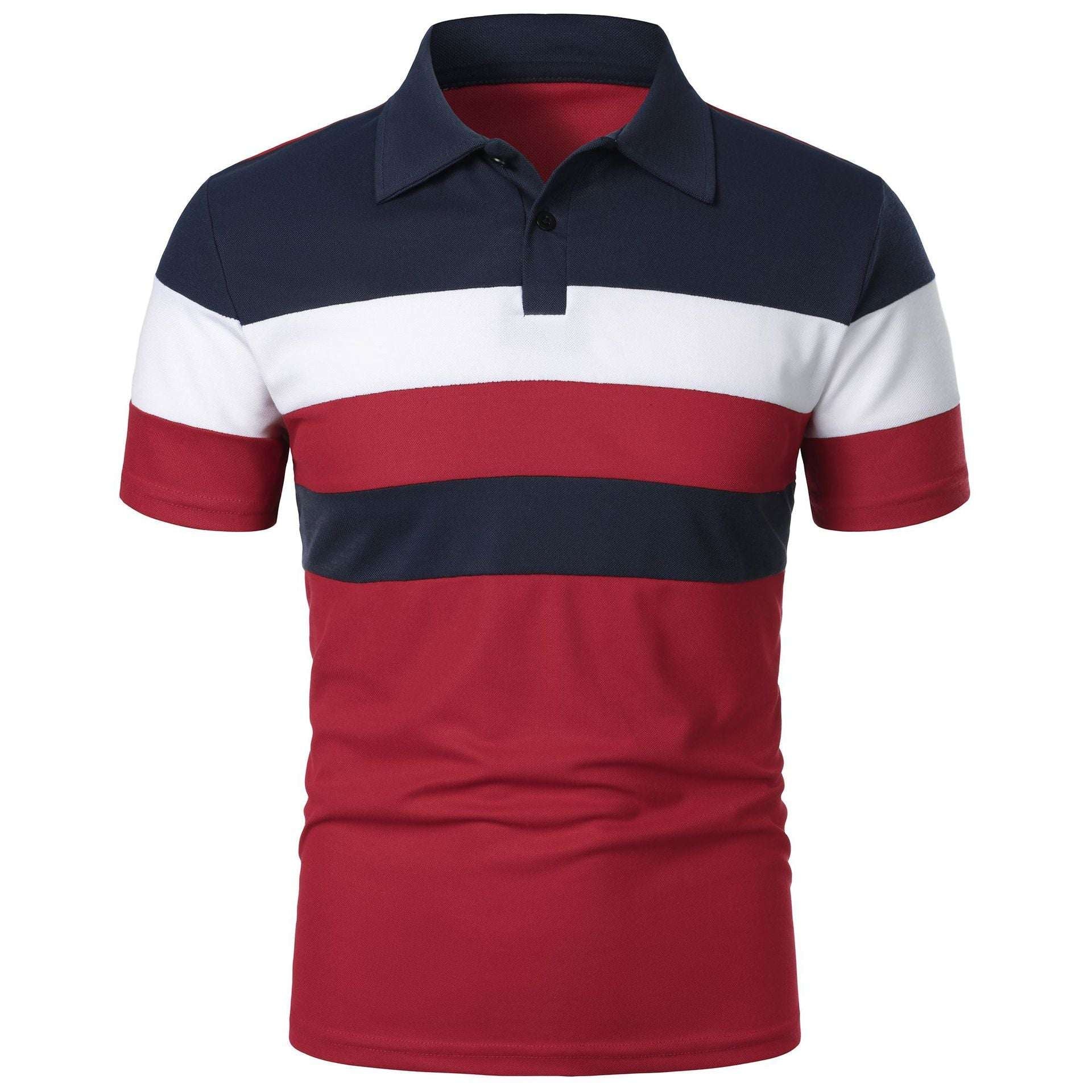 Men's Short Sleeve Chest Three Stripes Color Matching Fashion Short Sleeve - VEX CLUB HOUSE