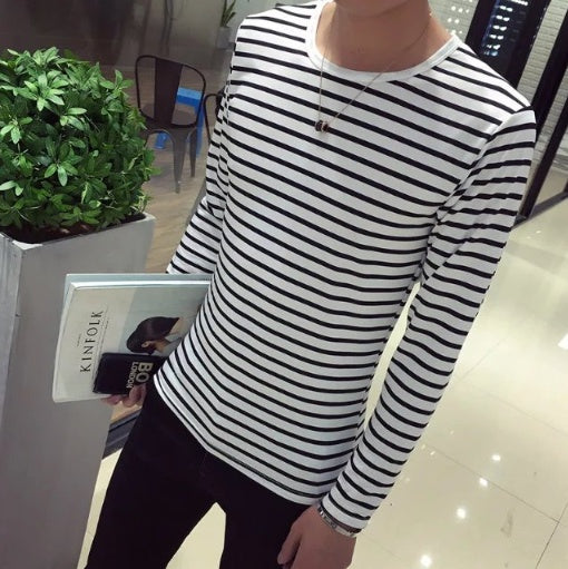Black White Striped T-shirt Unisex Loose Oversize Extra Long Sleeve - VEX CLUB HOUSE
