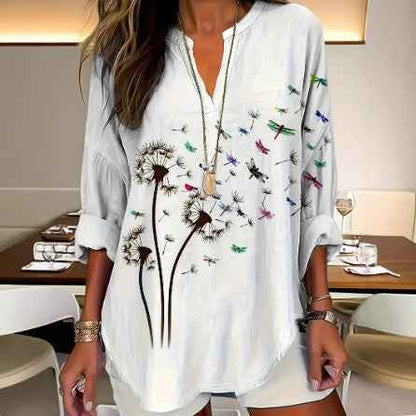 Womens Stand Collar Button-Down Drop Shoulder Long-Sleeve Top - VEX CLUB HOUSE