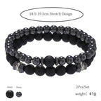 European And American Jewelry 8mm Black Frosted Copper Bead Spot Drill Spacer Elastic Set Bracelet Accessories Wholesale Men - VEX CLUB HOUSE