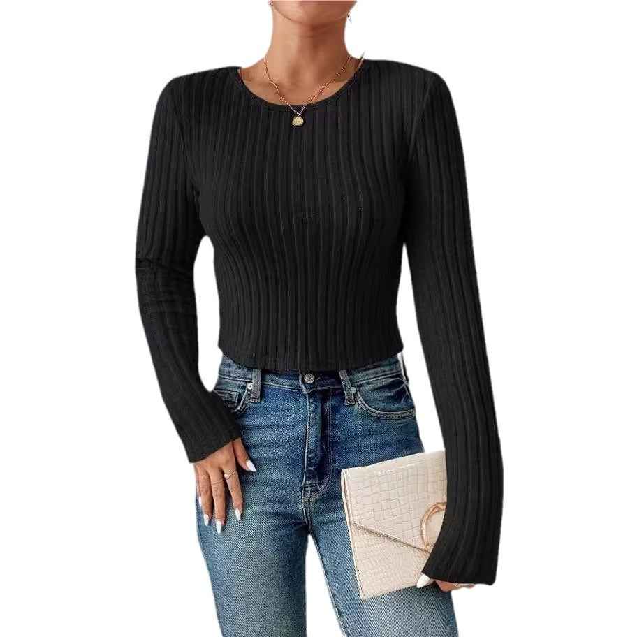 FallWinter Casual Slim-fit Solid-color Crew-neck Sweater - VEX CLUB HOUSE