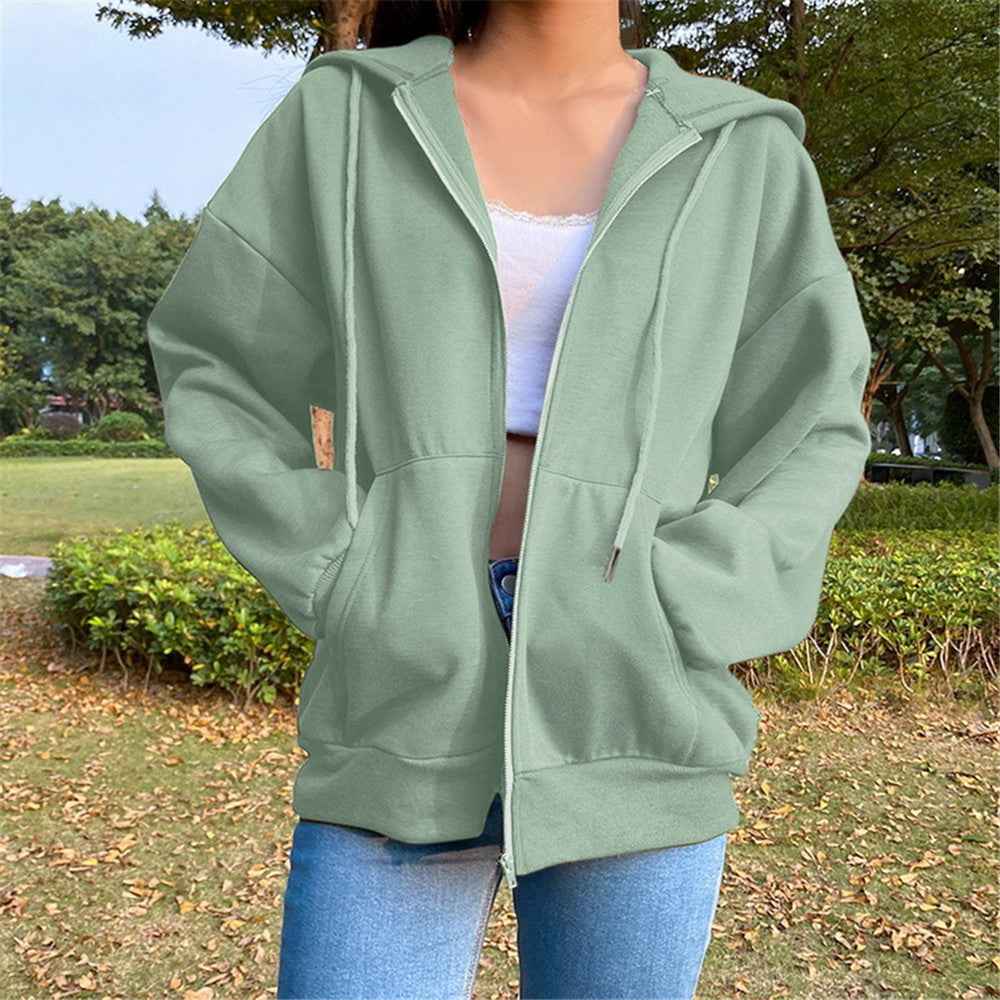 Fashion Women's Loose Street Zip Top - VEX CLUB HOUSE