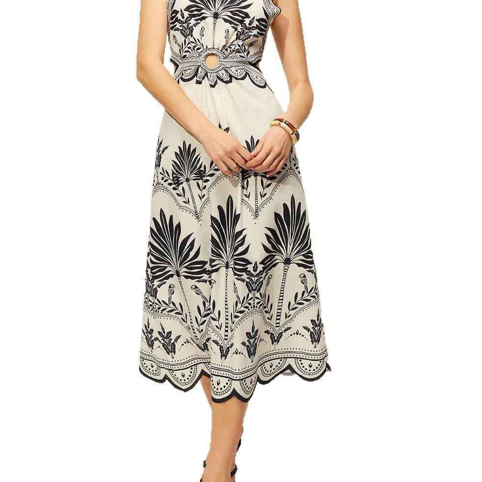 Womens Fashionable Printed Loose Beach Dress - VEX CLUB HOUSE