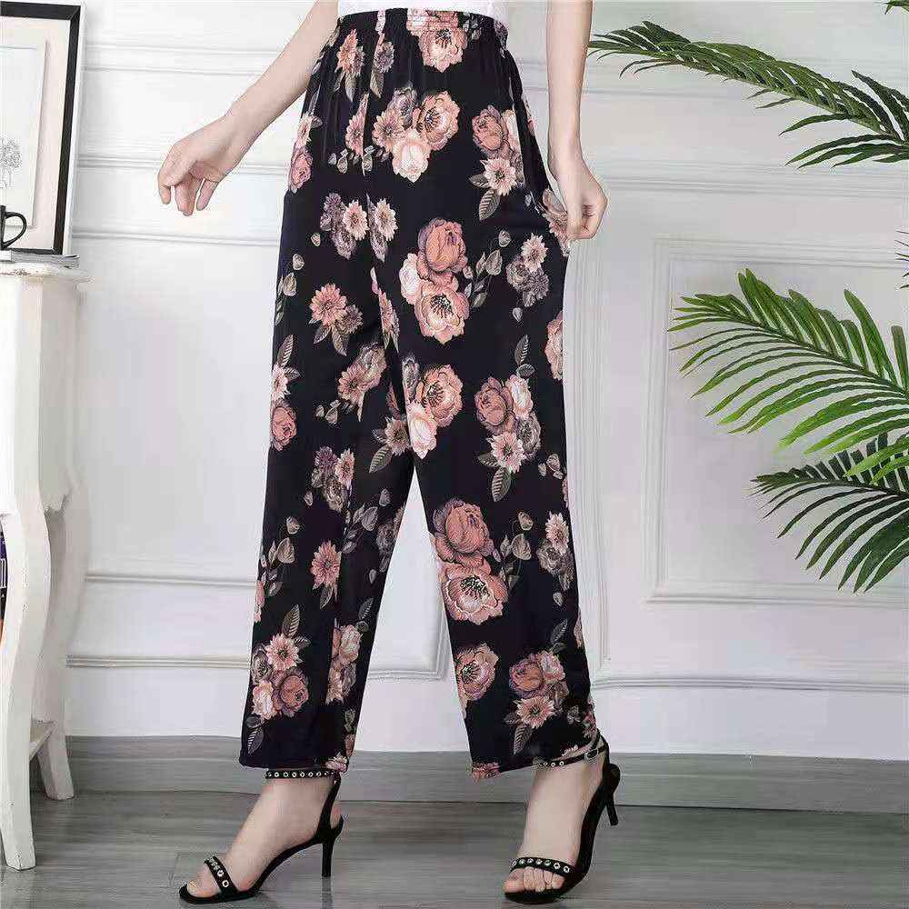 Women's Plus-sized Ice Silk Elastic Pants Cropped Straight - VEX CLUB HOUSE