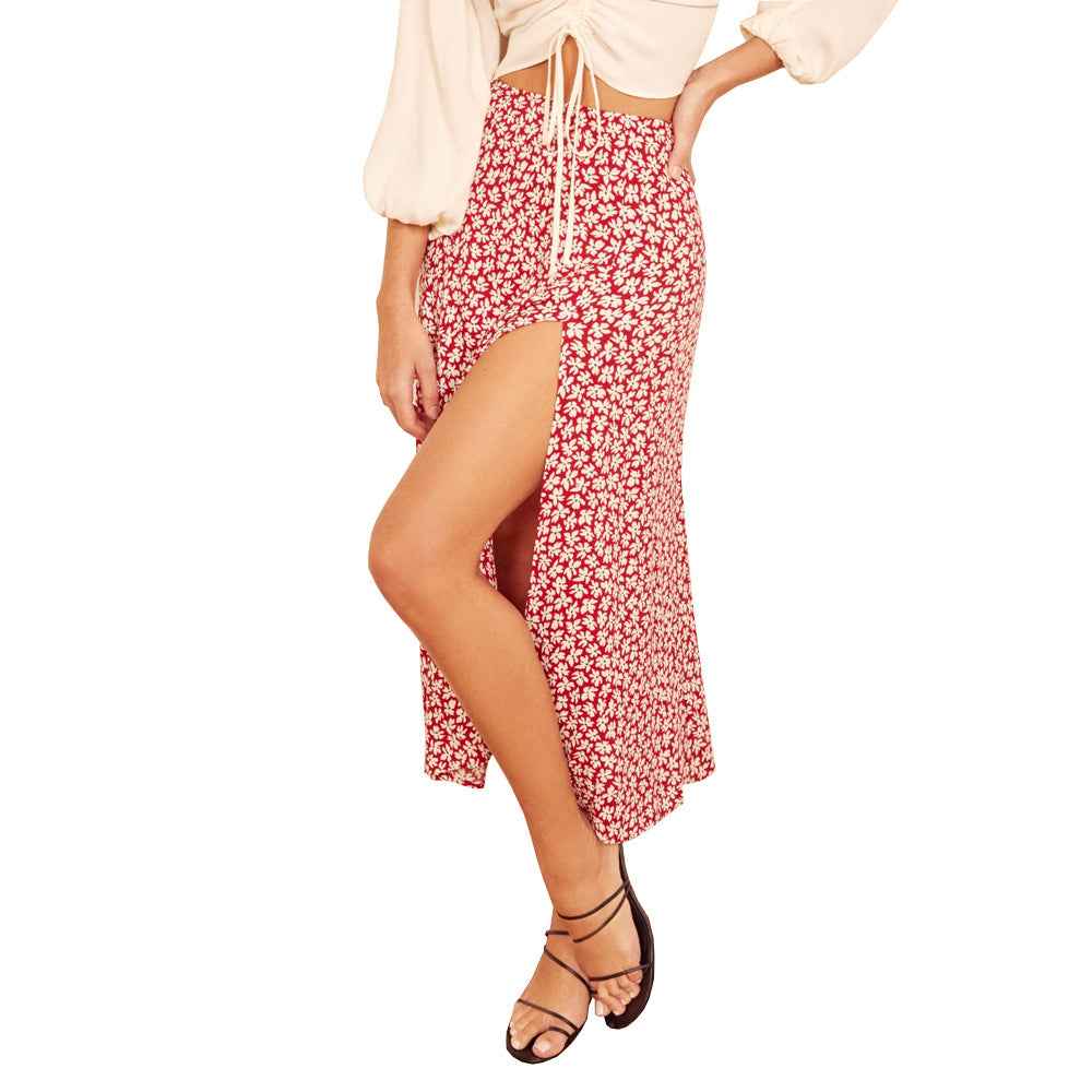European And American Leopard Print Long Skirt High Waist Slit Hip Skirt - VEX CLUB HOUSE