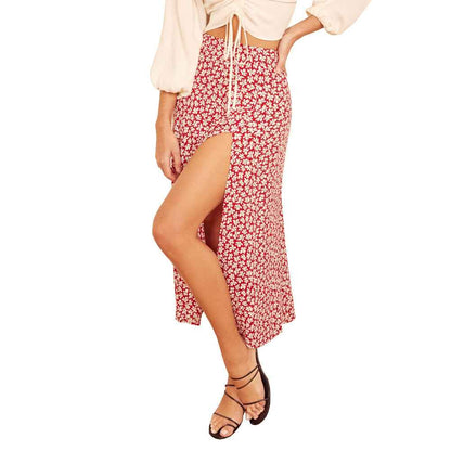 European And American Leopard Print Long Skirt High Waist Slit Hip Skirt - VEX CLUB HOUSE