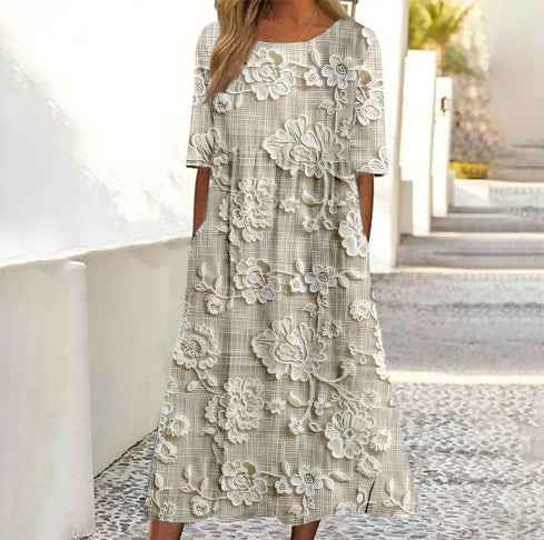 Simple Round Neck Stylish And Elegant Womens Dress - VEX CLUB HOUSE