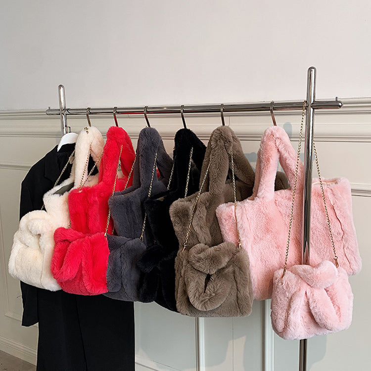 Winter Bags Chain Plush Handbag Totes Women Shoulder Bag - VEX CLUB HOUSE