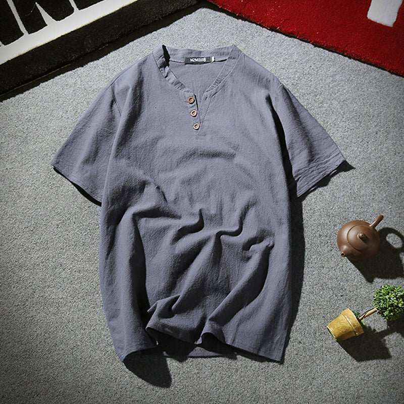 Casual Cotton, Linen And Linen Short-Sleeved T-Shirt, Pure Color T-Shirt - VEX CLUB HOUSE