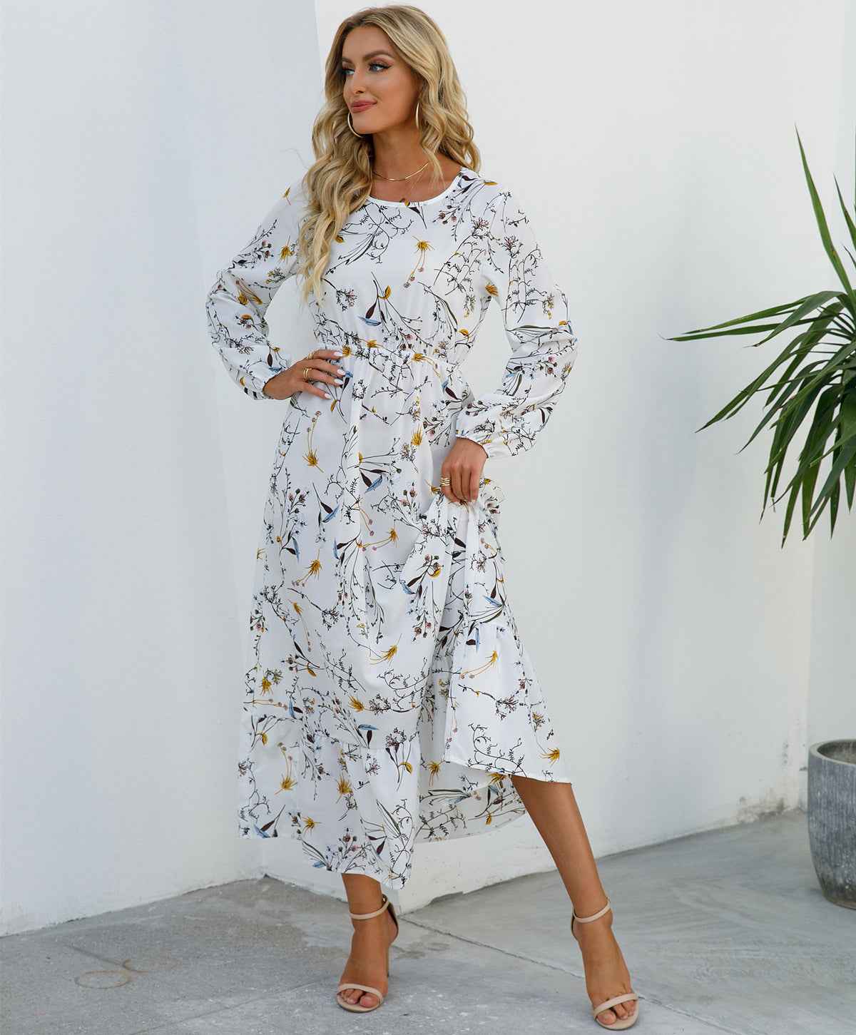 Womens Versatile Round-neck Floral Chiffon Dress - VEX CLUB HOUSE
