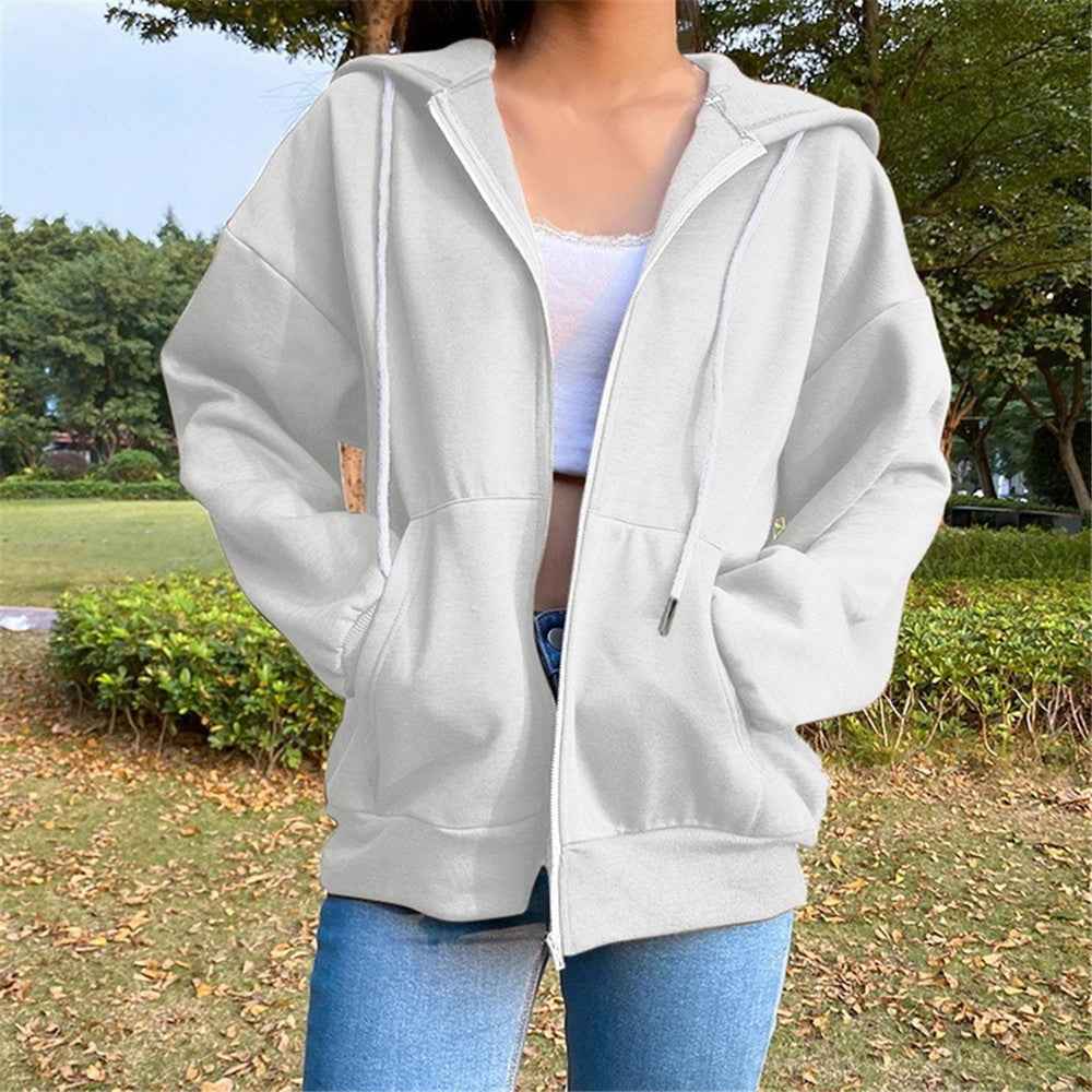 Fashion Women's Loose Street Zip Top - VEX CLUB HOUSE