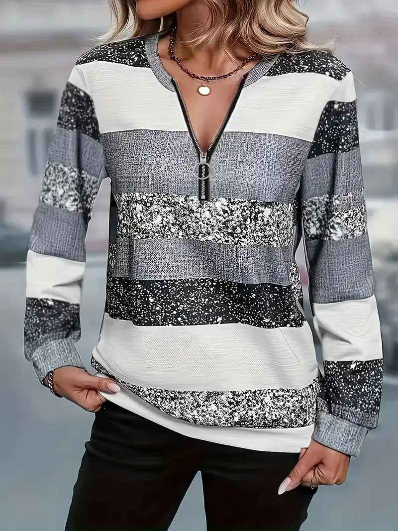 Womens Autumn Winter Printed Plaid Half-Zip Hoodie - VEX CLUB HOUSE