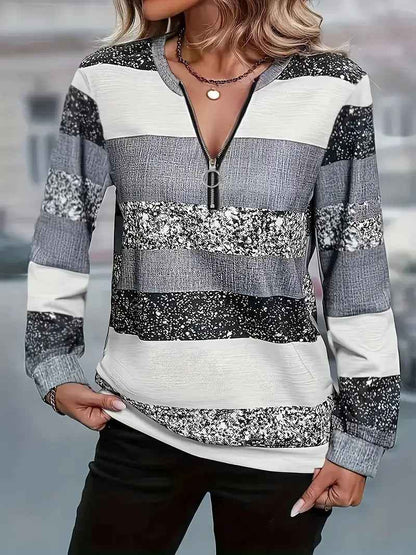 Womens Autumn Winter Printed Plaid Half-Zip Hoodie - VEX CLUB HOUSE
