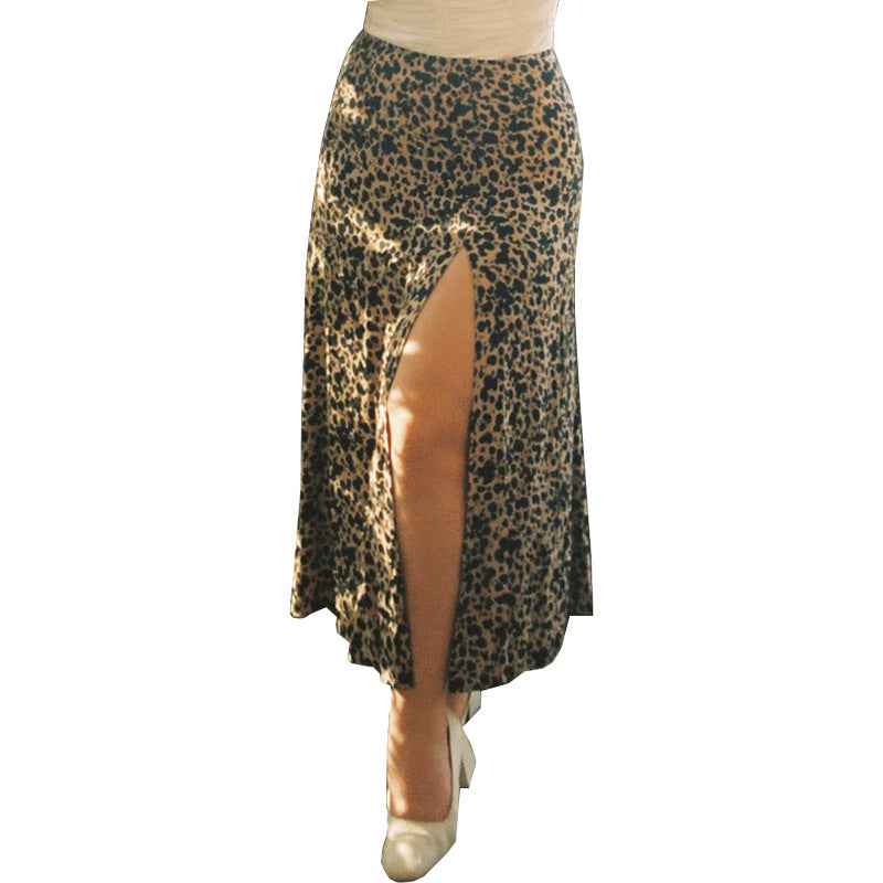 European And American Leopard Print Long Skirt High Waist Slit Hip Skirt - VEX CLUB HOUSE