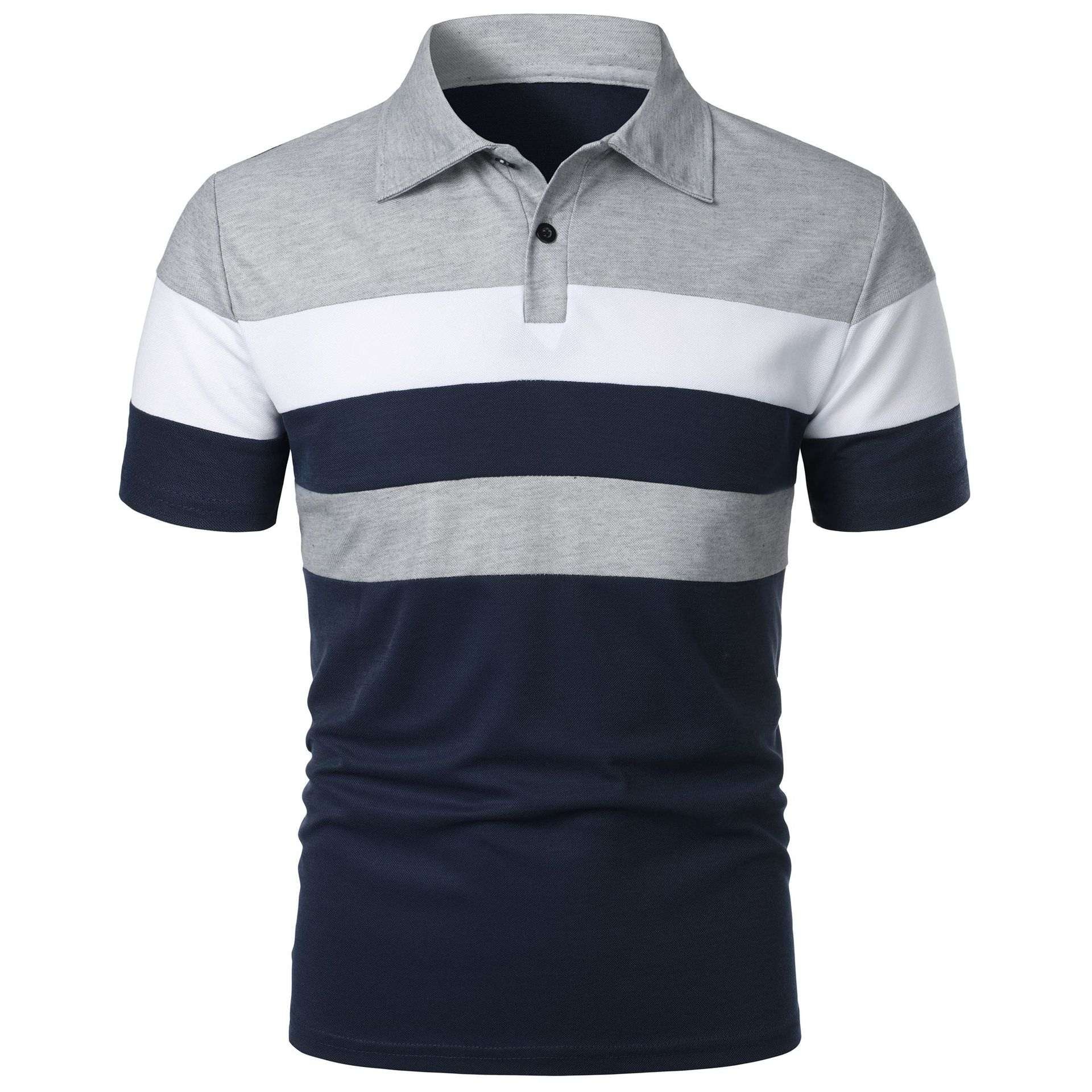 Men's Short Sleeve Chest Three Stripes Color Matching Fashion Short Sleeve - VEX CLUB HOUSE