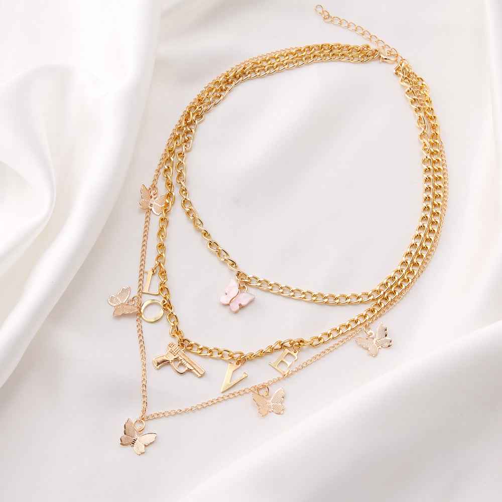 Chain Butterfly Necklace Women Multilayer Pendant Necklace Set Women - VEX CLUB HOUSE