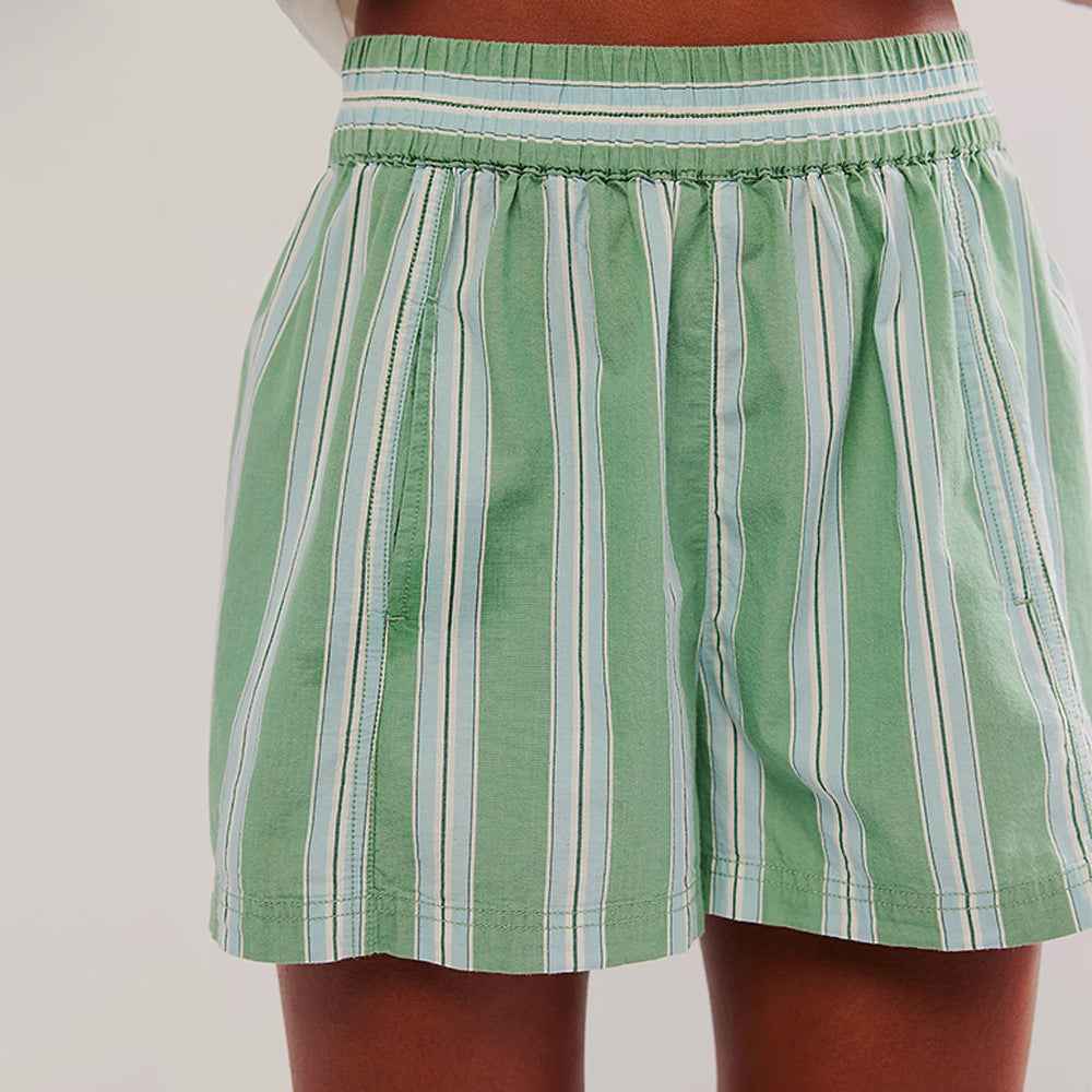 Striped Casual Elastic Pocket Beach Shorts For Women - VEX CLUB HOUSE