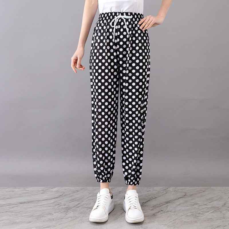 Women's Plus-sized Ice Silk Elastic Pants Cropped Straight - VEX CLUB HOUSE