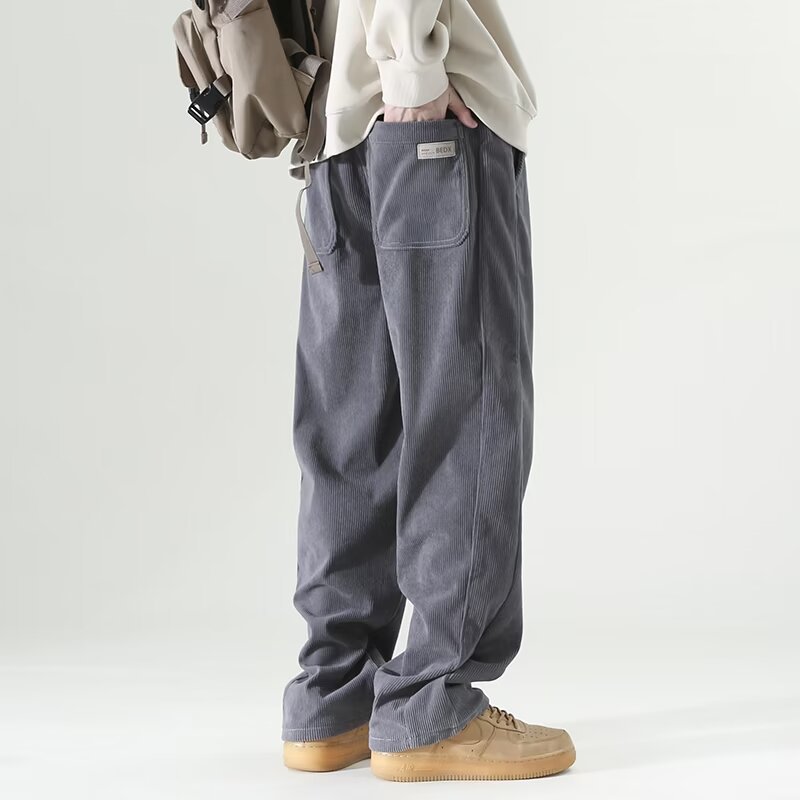 Autumn And Winter Lights Men's American Casual Pants High Street Fashion Brand Straight Flow Wide Leg Long - VEX CLUB HOUSE