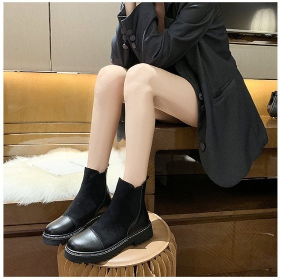 British style black platform stretch boots - VEX CLUB HOUSE