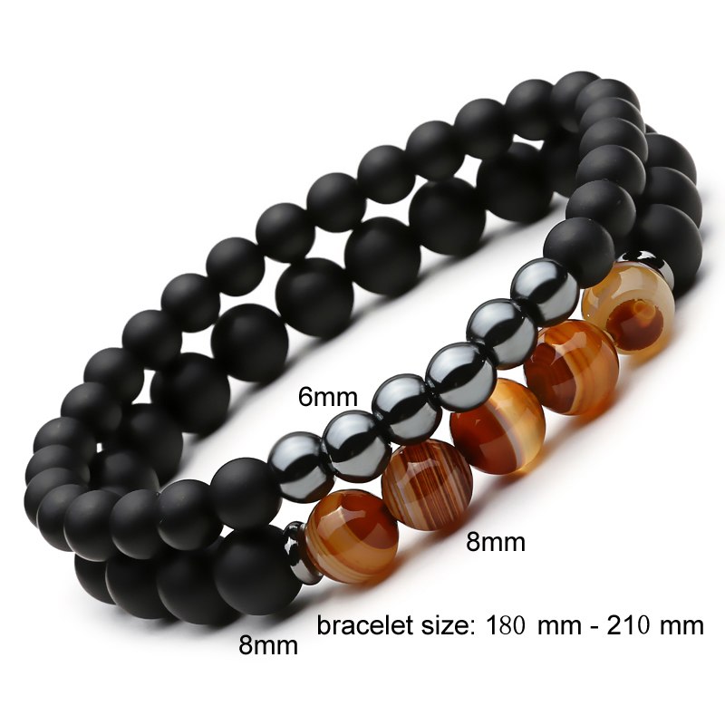 Mcllroy 2pc Natural stone Bracelet Beaded Black Mantra Prayer Beads Buddha Bracelet for Women and Mens men jewelry viking bijoux V E X C L U B H O U S E
