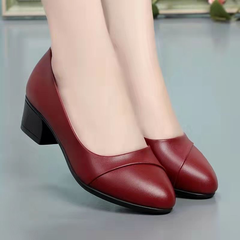 Female Low Heel Soft Bottom Comfortable And Non-slip Fashion Leather Shoes - VEX CLUB HOUSE