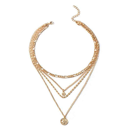 Chunky Gold Necklace Chunky Charm Necklace For Women Layered Gold Necklace For Women Silver Coin Necklace Jewelry Gifts For Women - VEX CLUB HOUSE