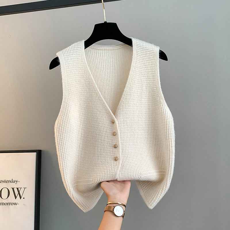High Sense Classic Style Women's Clothing V-neck Knitted Cardigan Vest Vest Sweater - VEX CLUB HOUSE