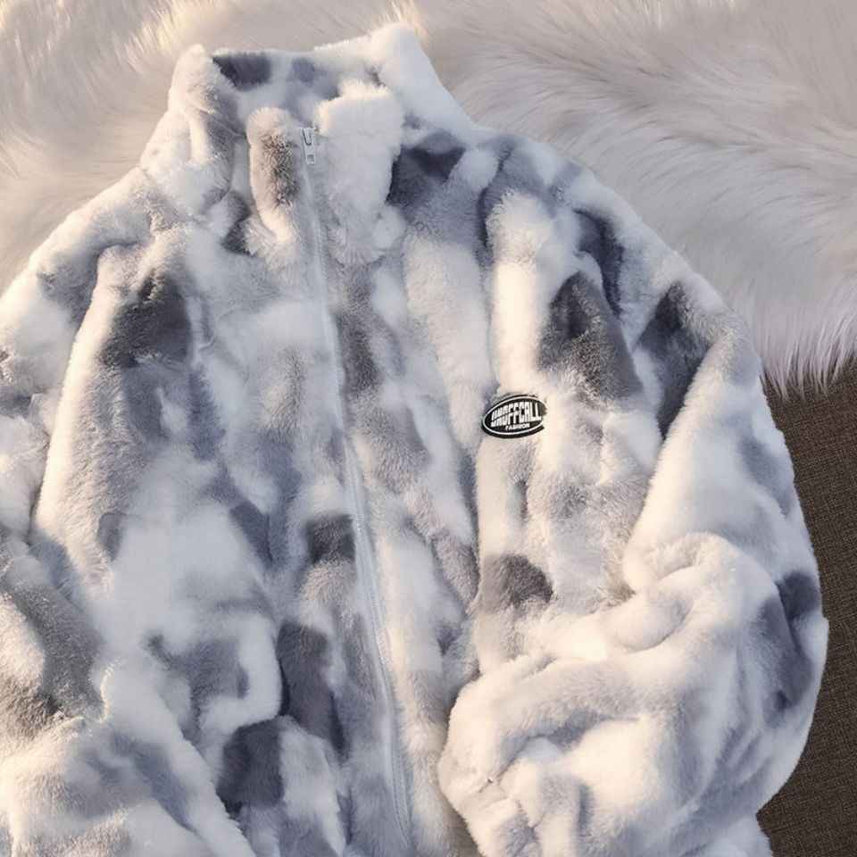 Tie-dyed Lamb Wool Coat High-quality Thick And Loose - VEX CLUB HOUSE