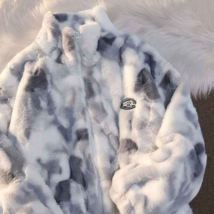 Tie-dyed Lamb Wool Coat High-quality Thick And Loose - VEX CLUB HOUSE