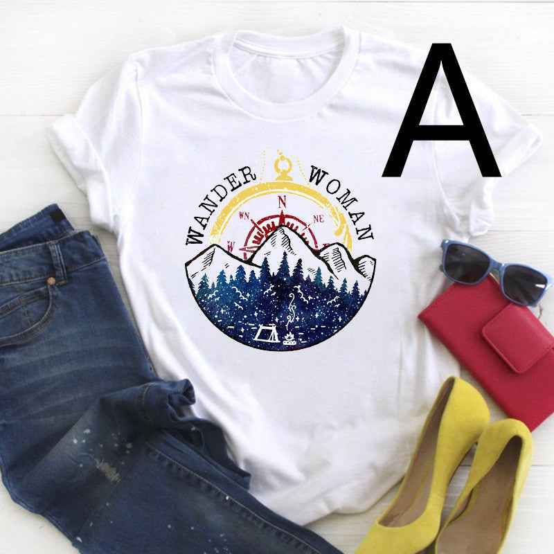 Literature And Art High Mountain Personality Printing Short-sleeved Men And Women - VEX CLUB HOUSE