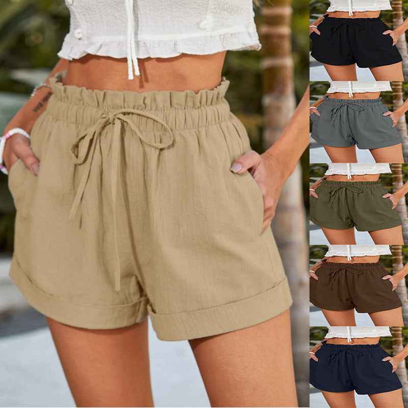 European American Summer New Solid Color Loose Casual Fashion Shorts For Women - VEX CLUB HOUSE