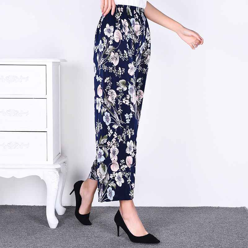 Women's Plus-sized Ice Silk Elastic Pants Cropped Straight - VEX CLUB HOUSE