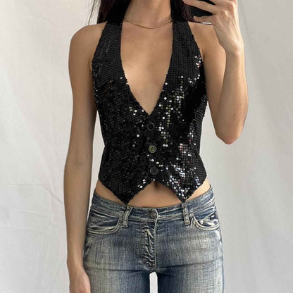 Womens Stylish Sexy Backless Button-up Top - VEX CLUB HOUSE
