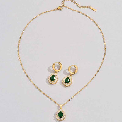 Retro Hong Kong Style Jade White Suit Necklace Earrings All-match Jewelry - VEX CLUB HOUSE