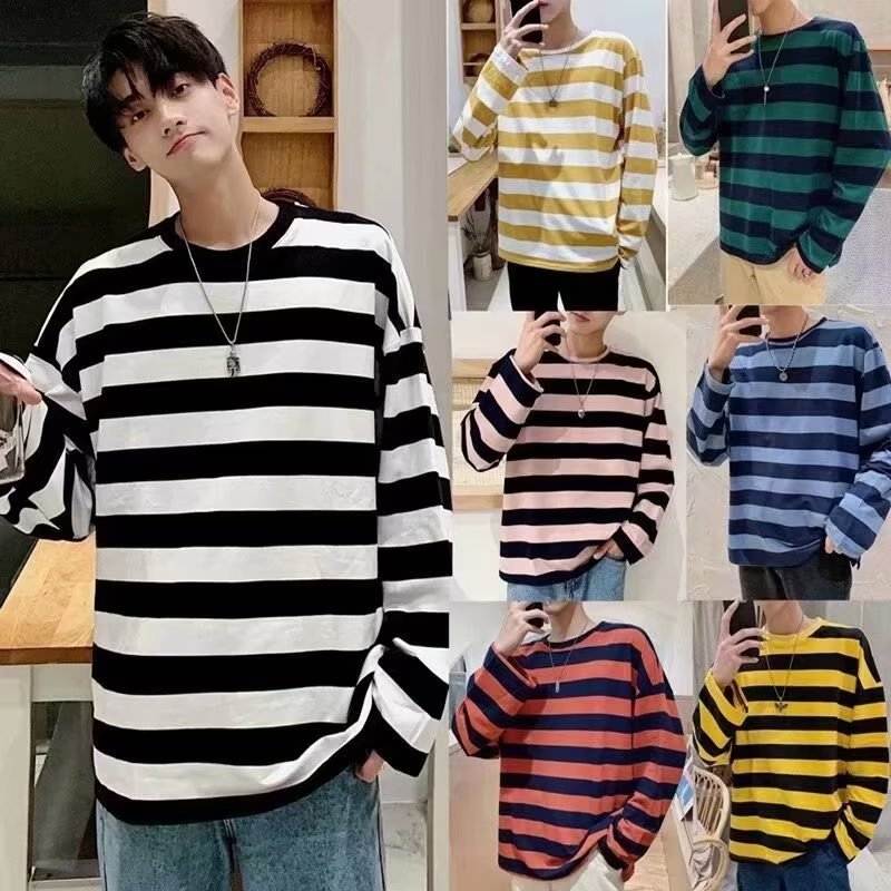 Autumn Striped T-shirt Loose Bottoming Round Neck Casual - VEX CLUB HOUSE