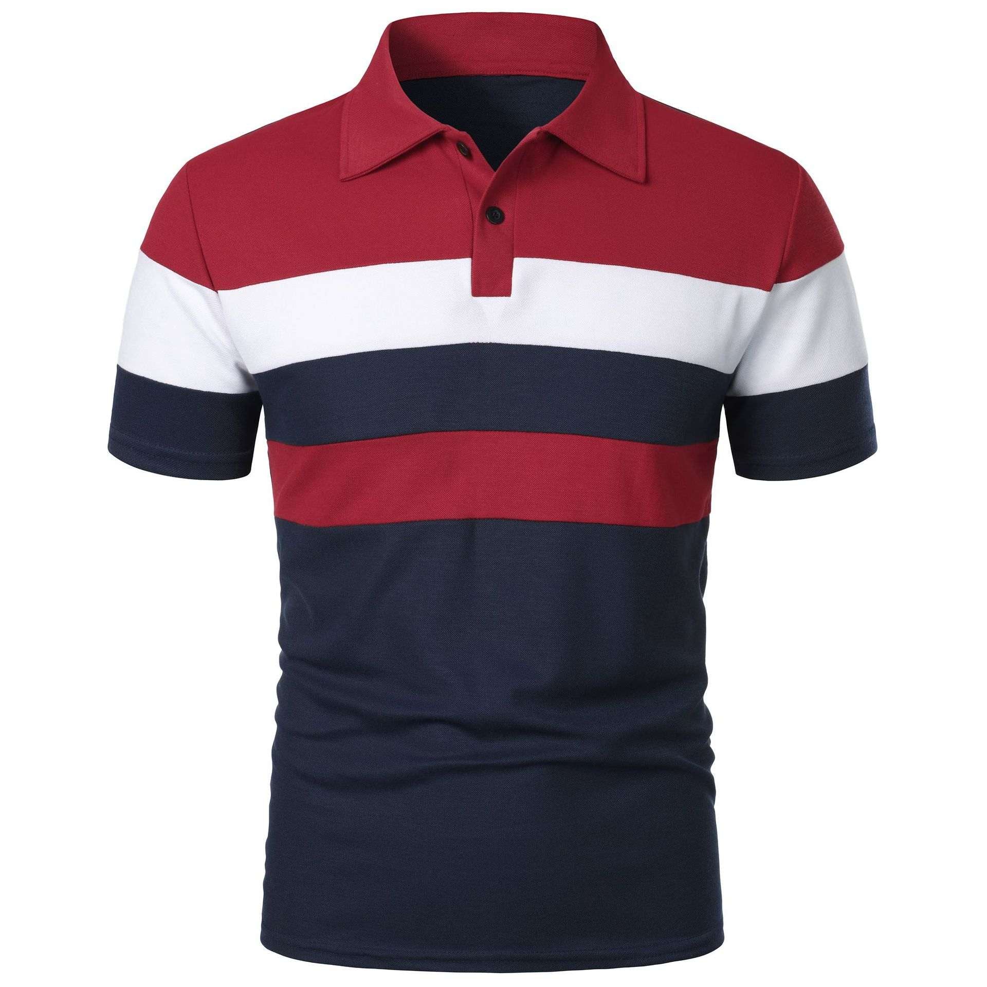 Men's Short Sleeve Chest Three Stripes Color Matching Fashion Short Sleeve - VEX CLUB HOUSE