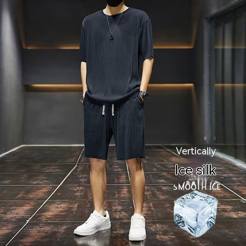 Men's Summer Thin Loose Short-sleeved Shorts High Sense Quick-drying Clothes Two-piece Suit - VEX CLUB HOUSE