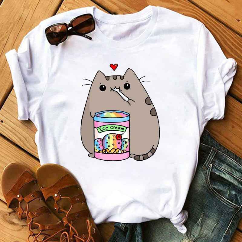 New Cute Milk Tea Print Short Sleeve Women - VEX CLUB HOUSE