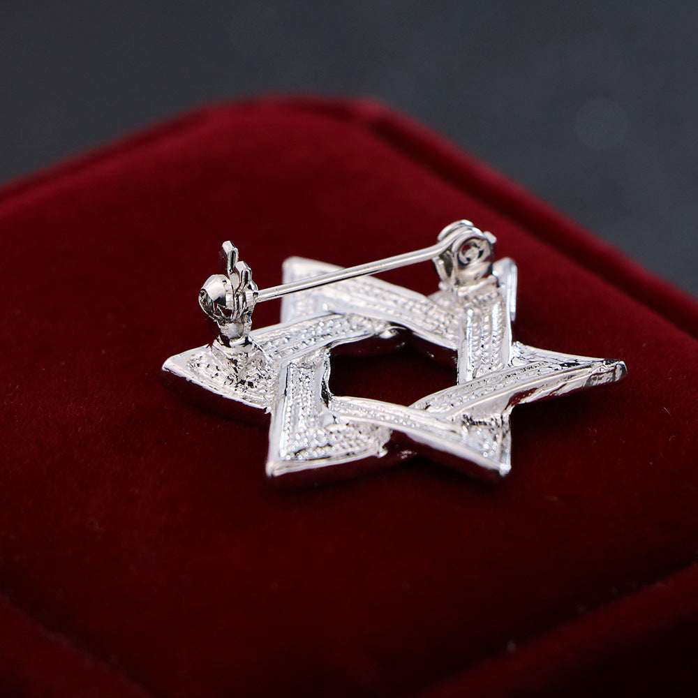 European And American Jewelry Custom-Made Six-Pointed Star Brooch Pins For Men V E X C L U B H O U S E