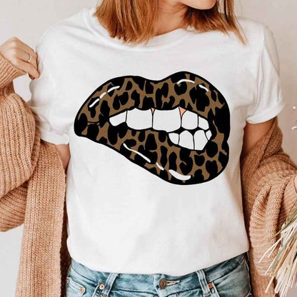Fashion Printing Creative Color Lip Print Short Sleeve - VEX CLUB HOUSE