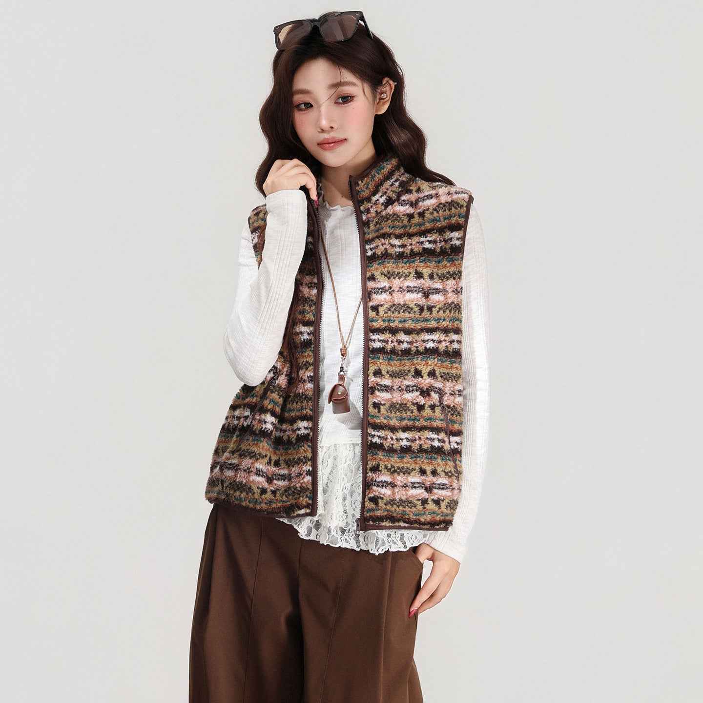 Retro Stand-collar Lamb Wool Vest Women's Cardigan Jacket For Autumn And Winter Layering - VEX CLUB HOUSE