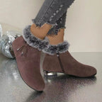 New Fleece Lined Round Toe Short Boots For Women - VEX CLUB HOUSE